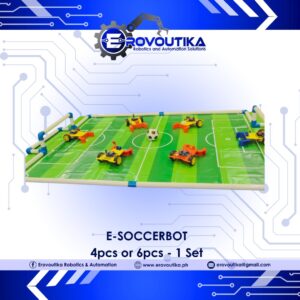 Soccer E-robot is controlled by a phone uses a mobile app or Bluetooth/Wi-Fi connectivity to operate. This allows the user to manage the robot's movement, ball-handling, and shooting functions remotely. The Soccer Robot is a cuttingedge robot designed to bring the excitement of soccer to robotics! Whether you're a beginner or an experienced builder, the Soccer Robot offers a fun, hands-on way to explore robotics, coding, and the thrill of competitive play!